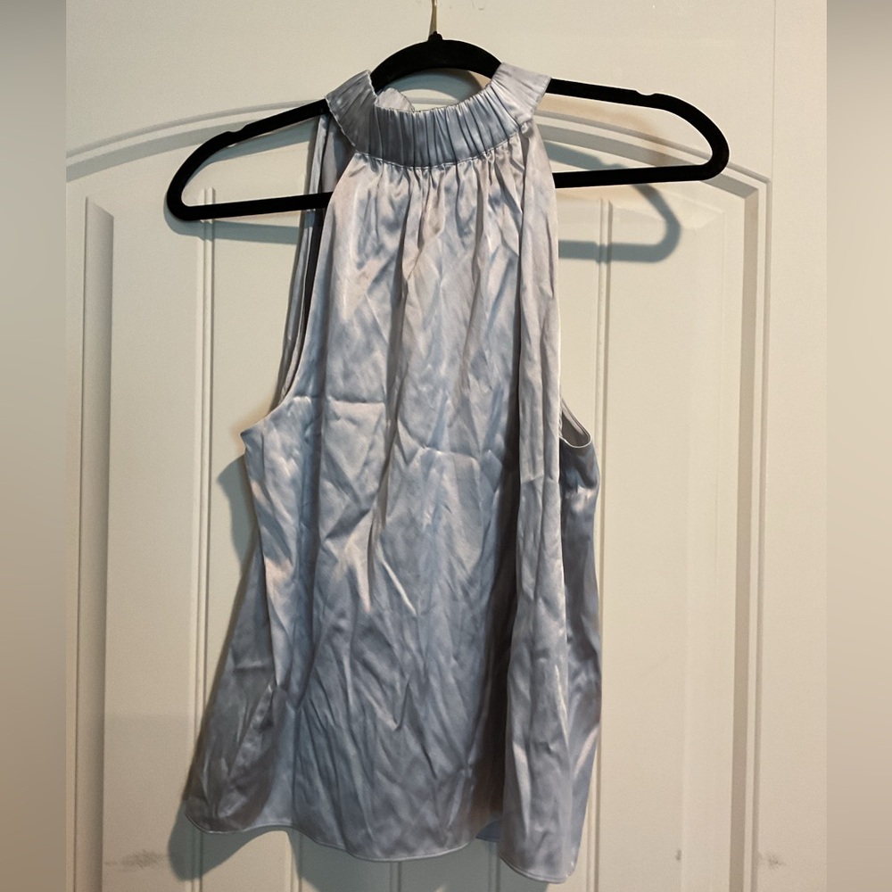 83. Frame NWT Silver Shirred Halter Top, Size Medium.